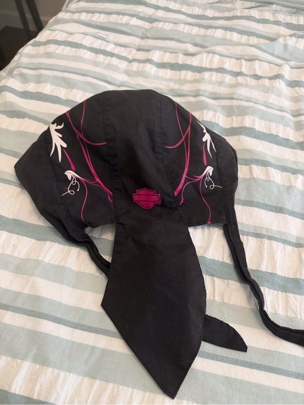 Harley-Davidson Black Pink Floral Do-Rag Head Wrap
